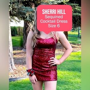 Sherri Hill Red Sequined Dress